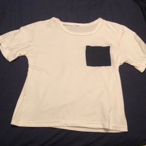 White white navy blue crop top size medium